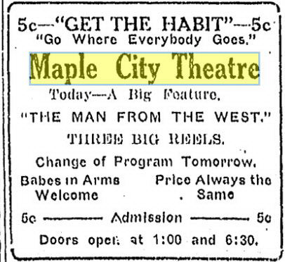 Maple City Theatre - Dec 22 1913 Ad